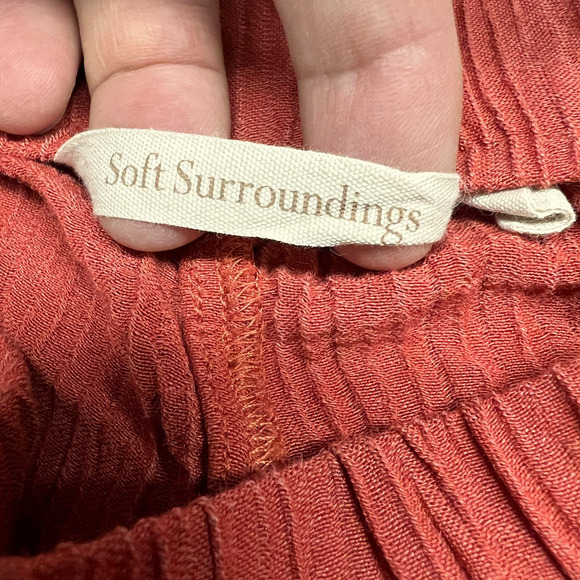 Soft Surroundings Pants Womens L Salmon Pink Ramie Rayon Pull On Wide Leg - Picture 5 of 11